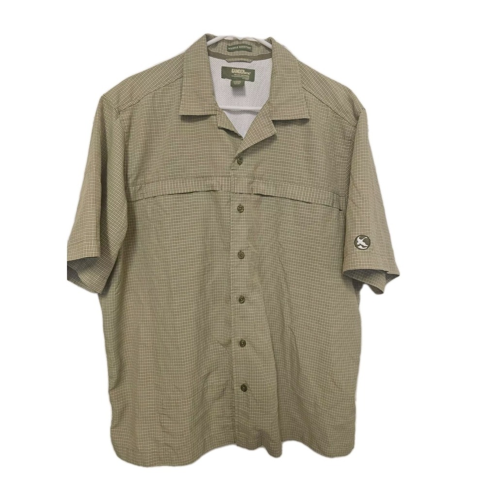 Gander Mountain Mens Vented Fishing Shirt Size Large Green Plaid  EUC